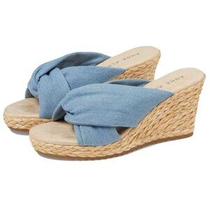 Anne Klein Winnie Womens Denim Wedge Sandals Size 8 NEW